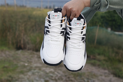 Men'S Stylish High-Top Sneakers with "WOD" Logo - Comfortable, Non-Slip Lace-Up Athletic Shoes for Outdoor Activities, All-Season Wear, Casual Sports Style, Rubber Sole, Fabric Upper, Casual Athletic Shoes   Stylish High Top