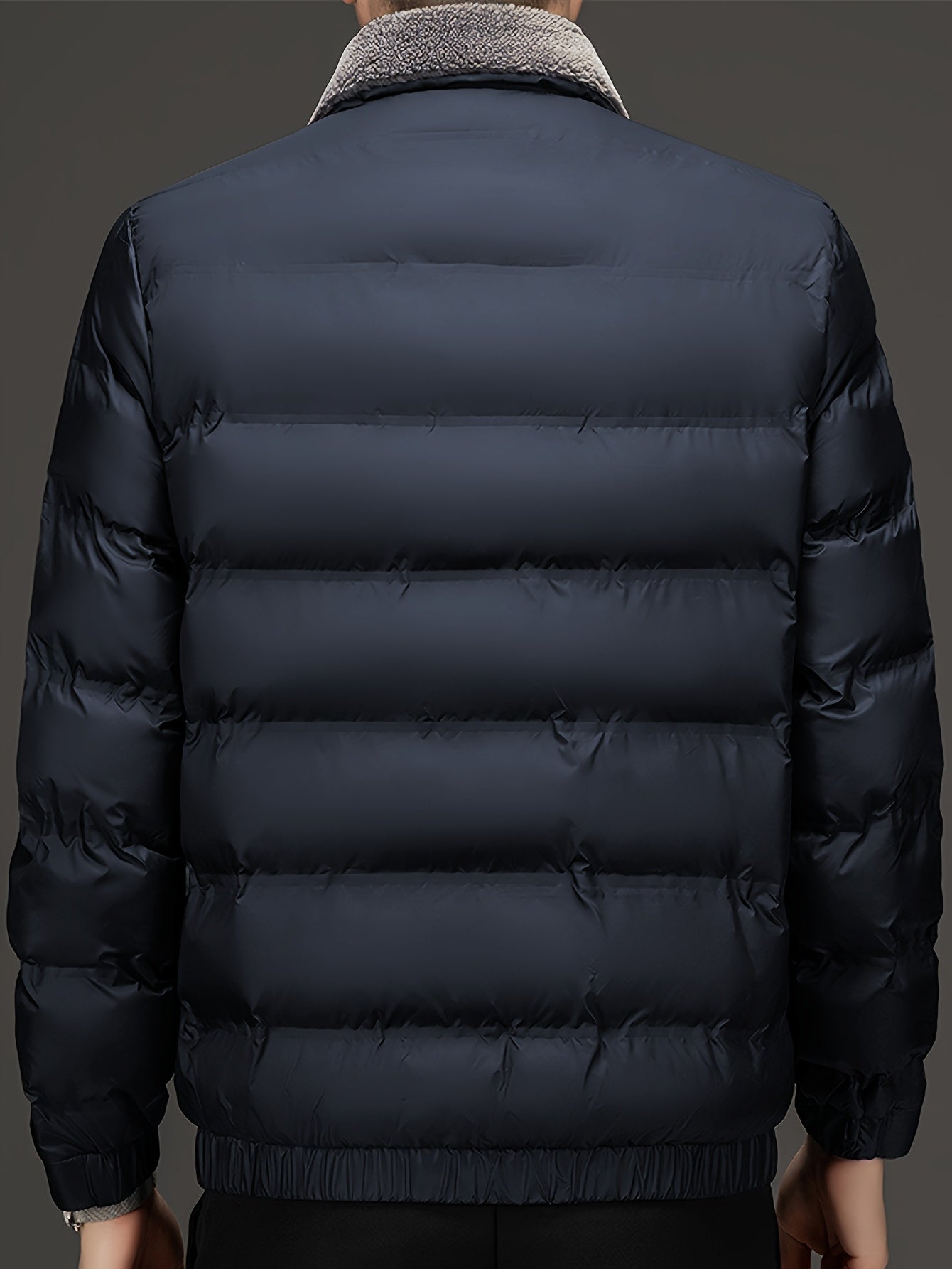 Men'S Heavyweight Winter Jacket - Thermal Insulated Coat with Zipper Closure, Slim Fit Formal & Casual Outerwear in Dark Green/Blue, Polyester-Lined Cold Weather Jacket for Everyday & Special Occasions, Winter Coats, Seasonal