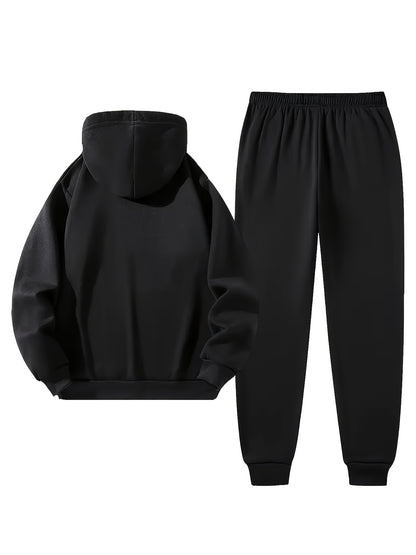 Halloween Men'S Hoodie with PARIS Lettering And Drawstring Sweatpants Set, a Must-Have Outfit for Autumn And Winter, Perfect for Everyday Outdoor Wear