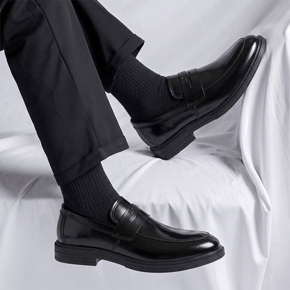 Men's British Retro PU Flat Shoes Slip-On Business Style