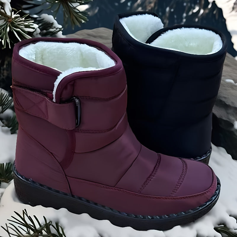 New Winter Plus-Size Women'S Boots with Thickened Fleece, High-Tube Round-Toe Flat Snow Boots, Stylish And Warm for Women.