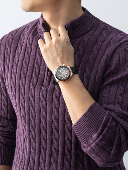 New Men'S Christmas Gift: a Thick, Warm, And Cold-Resistant Knitted Sweater with a Cable-Knit Design And a Zippered Collar, Suitable for Both Layering And Wearing Alone, Perfect for Casual And Versatile Outfits