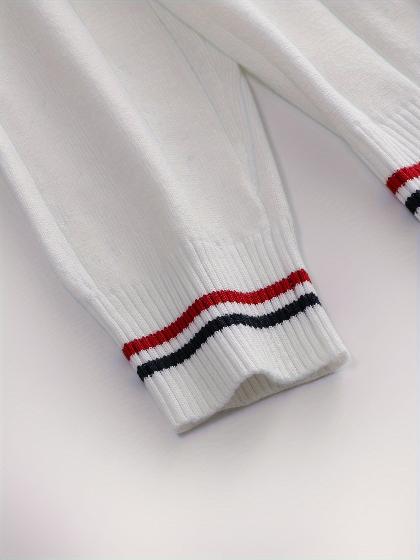 Temujin OBM Men's College Style Fashion New Color Block Striped High Neck Knit Long Sleeve Pullover Sweater