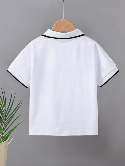 Kids' Cotton Polo Shirt Summer Casual Short Sleeve Top