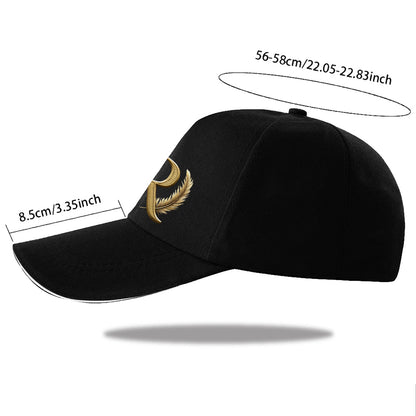 Lightweight Adjustable Baseball Cap with Golden Letter R and Wheat Ear
