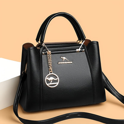 Elegant Women's Fabric Handbag with Metal Accents - Versatile Style