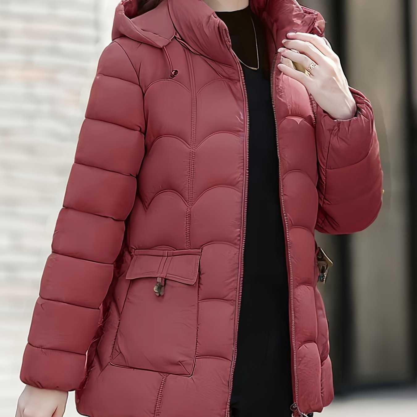Women'S Elegant Winter Coat - Lightweight Thermal Jacket with Full-Zip Front, Long Sleeve Cold Weather Outerwear for Everyday & Formal Events - All-Season, Machine Washable Women'S Clothing, Ladies Winter Coats, Geometric Pat