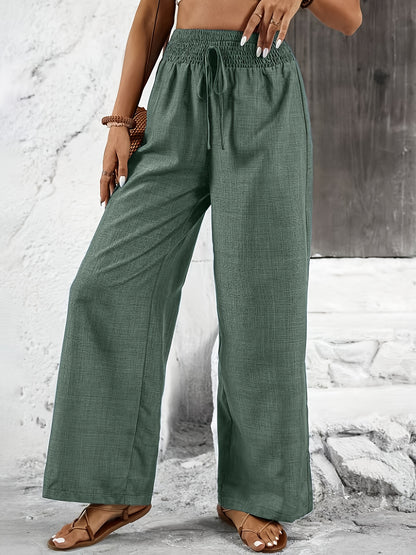 Elegant Solid Color Twisted Knot Straight-Leg Pants