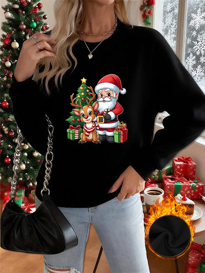 1pc Women's & Unisex Christmas Santa Reindeer Elf Print Sweater - Red Pullover Sweatshirt with Round Neck, Soft Warm Winter Sweating Jacket for Holiday Parties, Family Matching Outfits, Gift (Machine Washable) - Y2K Style All
