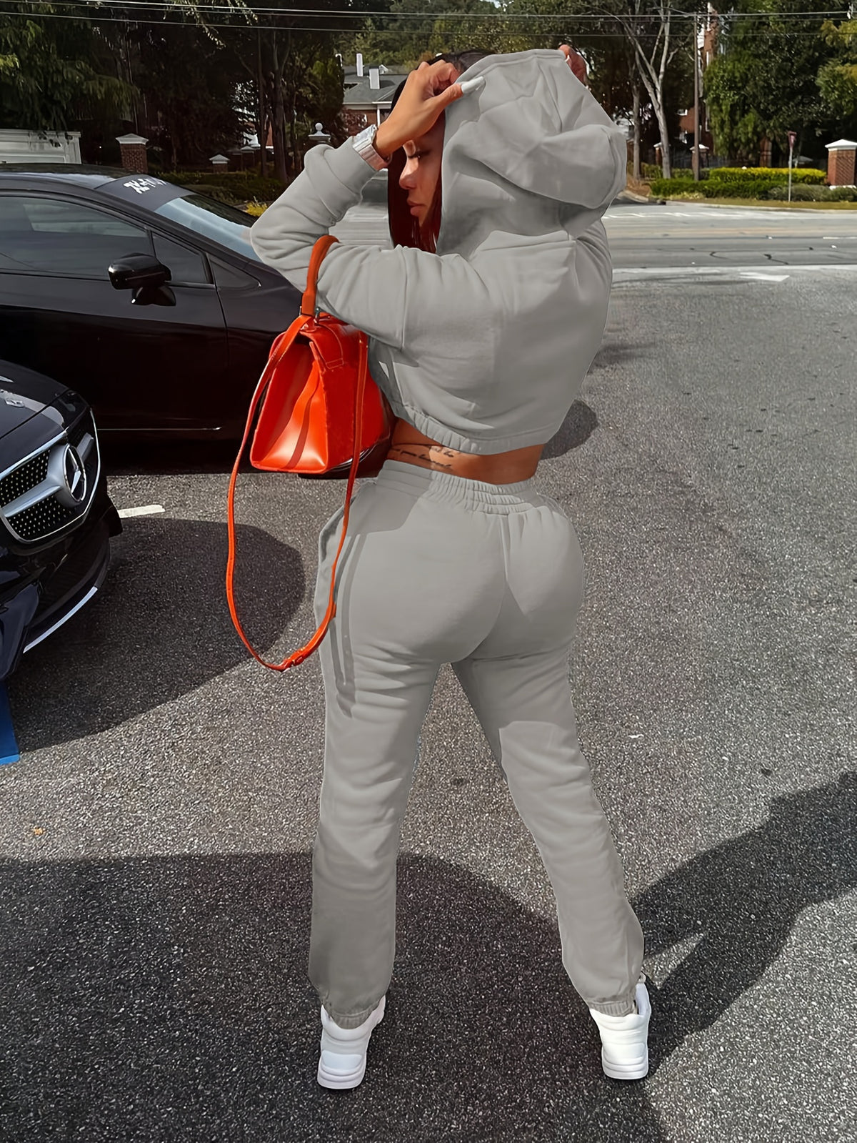 Women's Casual Hooded Sweatshirt & Drawstring Pants Set for Fall/Winte - ayq