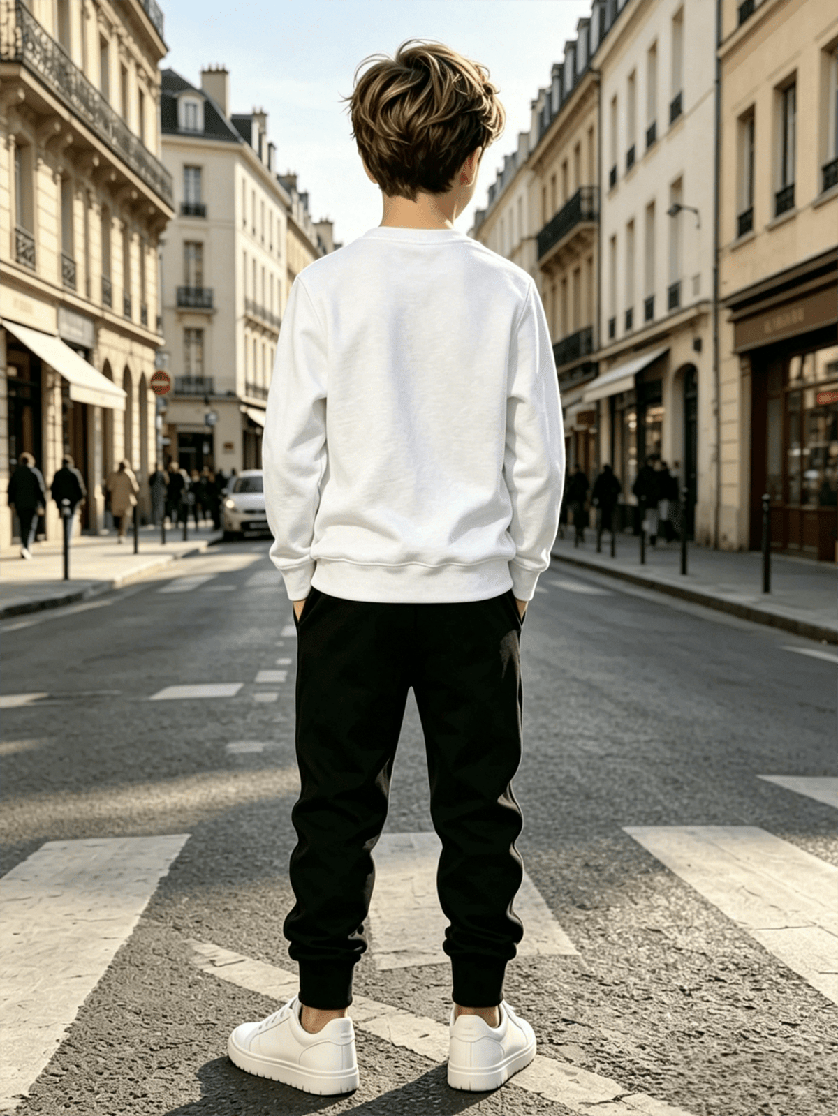 Boys' Mountain Peak Print Hoodie and Pants Set, Soft Polyester