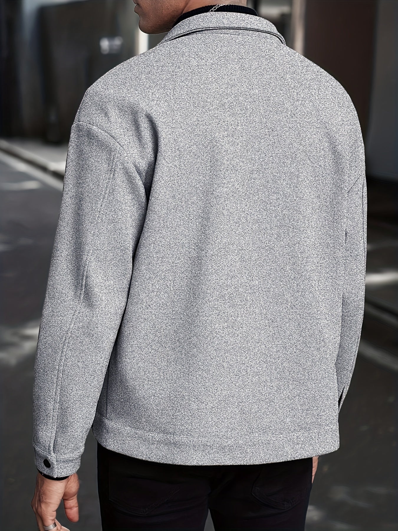 Men'S British-Inspired Workwear Jacket - Casual Short Length Loose Fit with Pockets, Solid Color, Spring/Fall Outerwear, Non-Stretch Fabric, Snap Closure, Regular Fit for Everyday & Travel, Spring Fall Clothing, Structured De