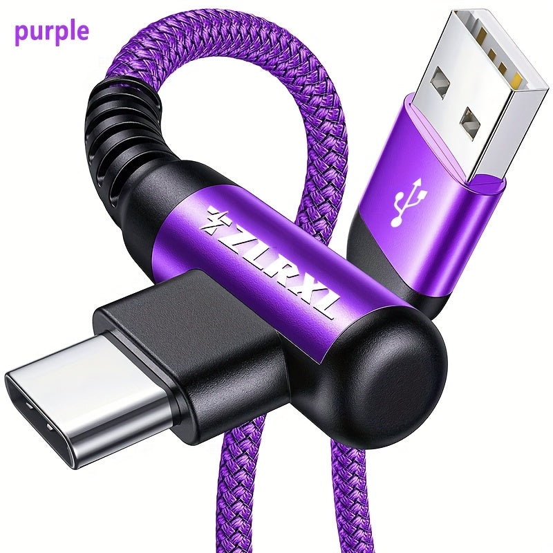 Fast Charging with C-Type Charging Cable, Right-Angle USB-C to USB-C Cable Braided USB-C Charger, Suitable for Huawei, Xiaomi, Redmi, Oppo Oneplus And More Smartphones - ayq