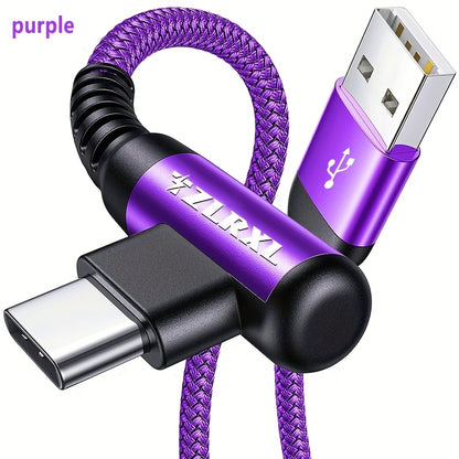 Fast Charging with C-Type Charging Cable, Right-Angle USB-C to USB-C Cable Braided USB-C Charger, Suitable for Huawei, Xiaomi, Redmi, Oppo Oneplus And More Smartphones - ayq