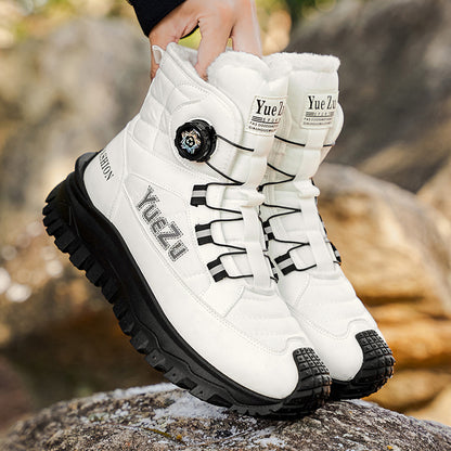Men's -Lined Snow Boots, Winter Warm Work Boots, Wear-Resistant Outsole Anti-Slip Hiking Boots, Outdoor Trekking Boots, Tactical Work Boots, Gear Pattern Anti-Slip Sole, Snow Mountain Hiking Boots, Professional Outdoor Polar