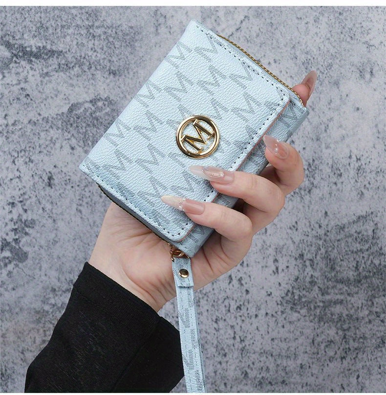 2025 New Women'S Wallet Short Style European and American PU High-end Coin Purse Printed Multi-card Slot Small Wallet Money Clip Card Holder