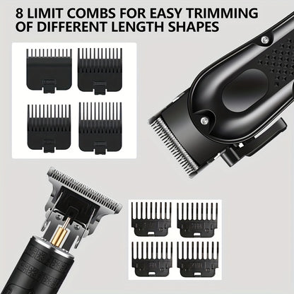 Men'S 2-in-1 Electric Shaver and Hair Clipper with USB Charging, Beard Trimmer, 8 Limit Combs, T-Blade Design, ABS Body, Ideal for Daily Grooming and Gifts - ayq