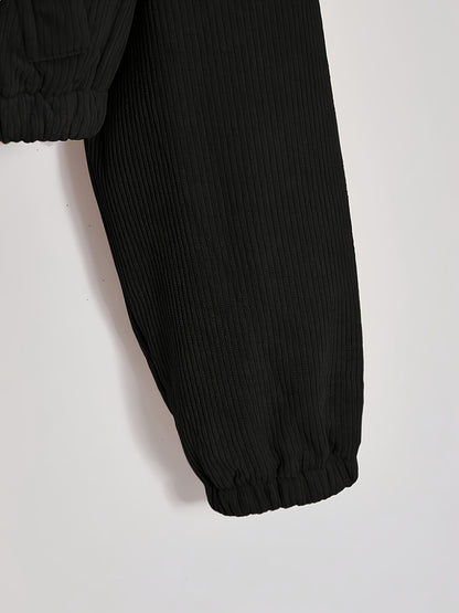 Women'S Black Hooded Jacket with Fleece Lining - Full-Zip Winter Coat, Full-Zip Front Closure, Zippered Pockets, Machine Washable Outer Shell