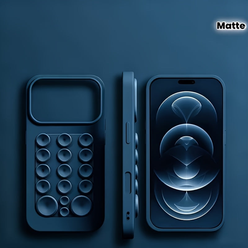 Luxury Liquid Silicone Phone Case with Suction Cup Stand for iPhone