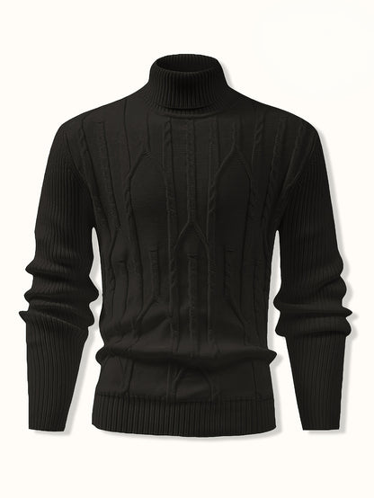 Men'S Solid Color Turtleneck Sweater, Highly Elastic, Stylish, Comfortable, And Warm Top, Suitable for Outdoor Wear in Autumn And Winter, Base Layer Sweater, Striped Knitted Turtleneck Sweater - Long Sleeve Pullover, Featurin