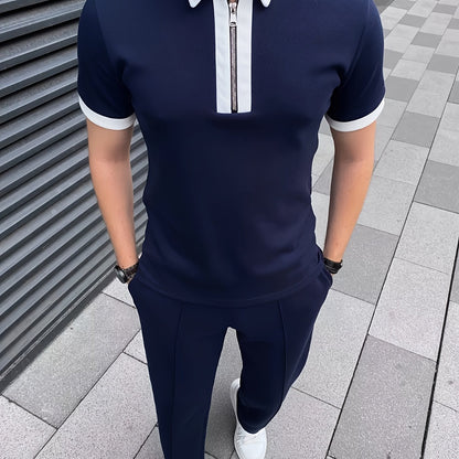 Men's Casual Two-Piece Set - Stretch Comfort Fabric - Suitable for Spring/Autumn Seasons - ayq