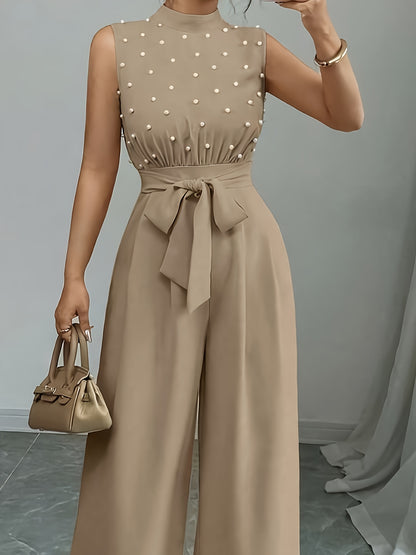 Sleeveless High-Neck Wide-Leg Jumpsuit
