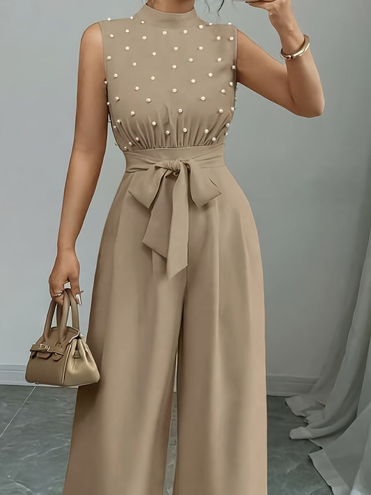 Sleeveless High-Neck Wide-Leg Jumpsuit
