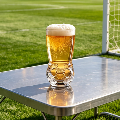 Creative Soccer Beer Glass Cup with Plaid Design, Multipurpose