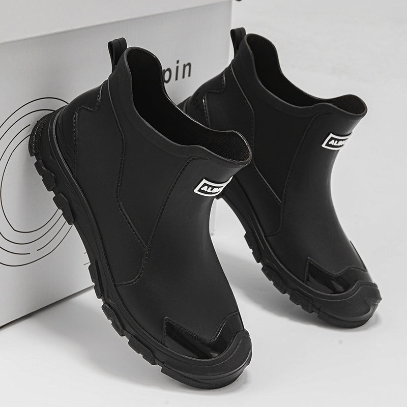 Men's Outdoor Waterproof PU Rain Boots with Rubber Sole