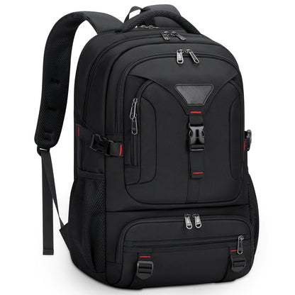 NUBILY 17.3-Inch Men'S Laptop Backpack, 50L Travel Pack, Large Work Backpack for School, College, Business - Non-Food Contact, Black Oxford Fabric with Mesh Windows, Zipper Closure, TSA-Compliant, College Backpack   Sleek Bac