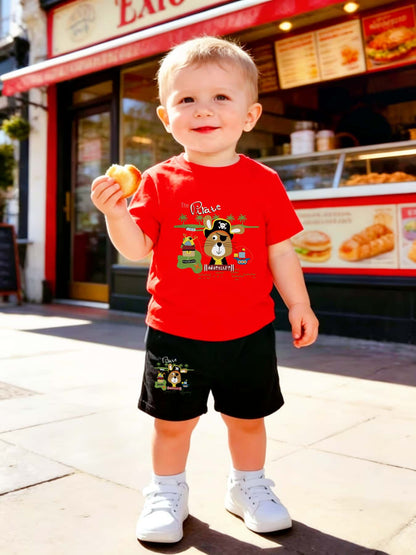 Baby Boy 2-Piece Casual Summer Outfit with Printed T-Shirt & Shorts - ayq