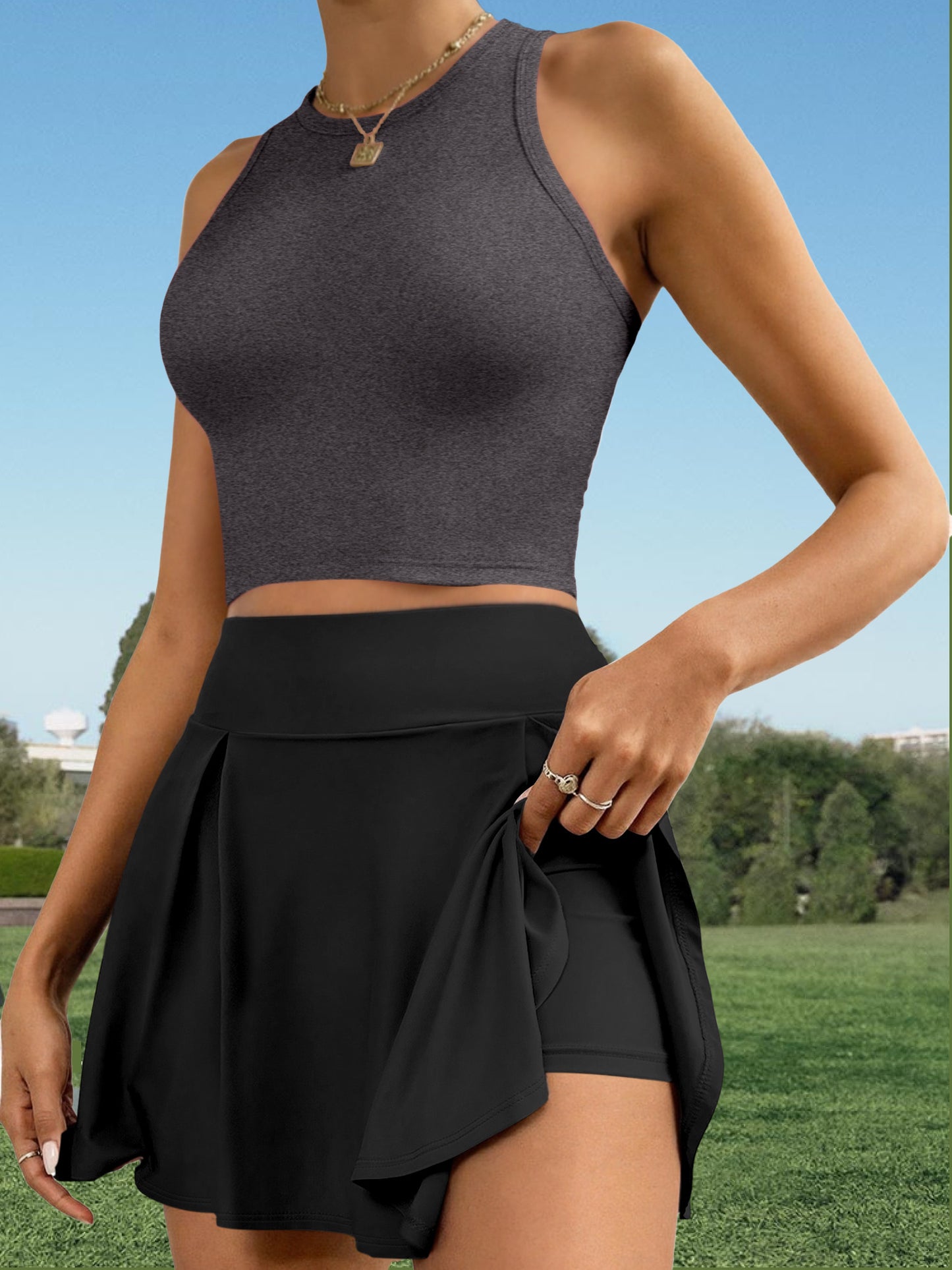 Women's Sleeveless Romper and Vest Set with Safety Shorts