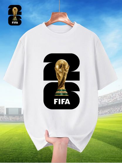 Men's Breathable Summer T-Shirt with FIFA World Cup Print