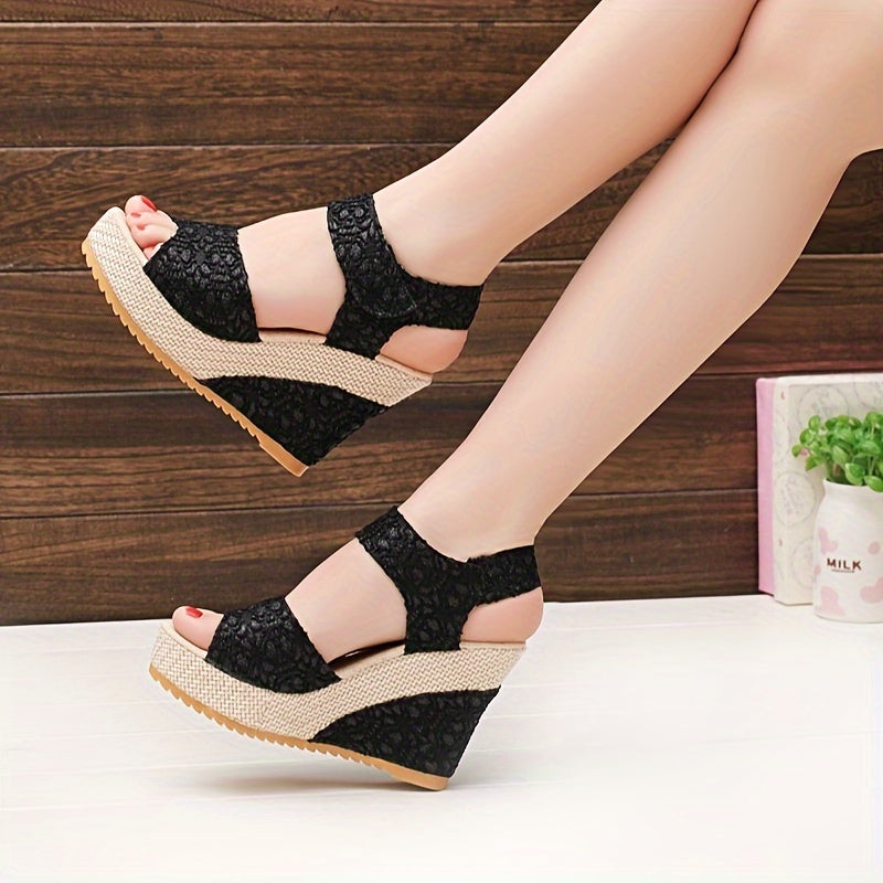 Women'S Elegant Lace Platform Sandals - Beige, Round Toe, High Heel, Hook  Loop Closure, Synthetic Insole  Upper, Rubber Sole, Perfect for Formal Events, Formal Footwear   Laceup Sandals   Platform Heel Sandals