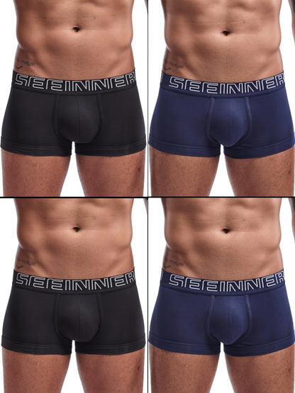 Men's Cotton Boxer Briefs 4-Pack - Breathable, Moisture-Wicking Fit