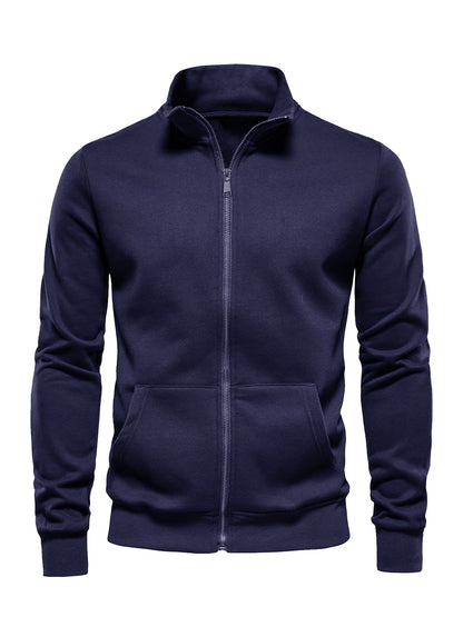 Men'S Lightweight Breathable Zip-Up Jacket - Casual Outdoor Windbreaker with Kangaroo Pocket, Soft Shell Design for Hiking, Fishing, Gym & Streetwear - Spring/Fall Layering Essential, Fishing Attire, Stylish Stand Collar, Dur