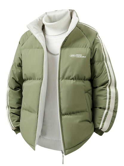 Men'S Heavy-Duty Thermal Jacket - Double-Sided Winter Coat with Full-Zip Closure, Soft Non-Stretch Fabric, Stand Collar - Cold Weather Outerwear for Office, Commuting, Thick, Outdoor - Easy-care Polyester Jacket, Winter Jacke