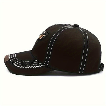 2pcs ZDEDE 3D Eagle Embroidered Baseball Cap - Stylish & Durable Adjustable Snapback Hat with Faux Leather Patch, Black Polyester for Outdoor Sports & Casual Wear - Perfect for Men & Women