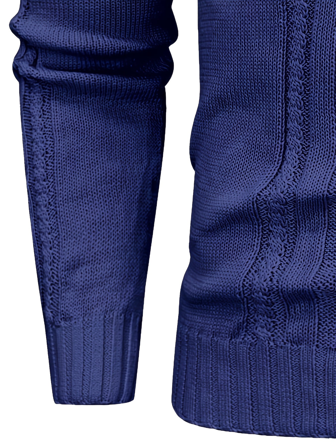 Men's High Collar Warm Knit Sweater - Stretchy Fashion Ribbed Pullover, Elegant Gentleman Cardigan