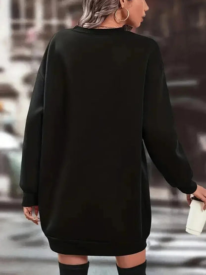 1pc Women's Y2K Elegant Christmas Tree & Bow Print Sweater Dress - Short Sleeve Round Neck A-Line Pullover, Golden/Green/Red Holiday Party Outfit, All-Season Casual Sweater Dress for Xmas & New Year's (Machine Washable)