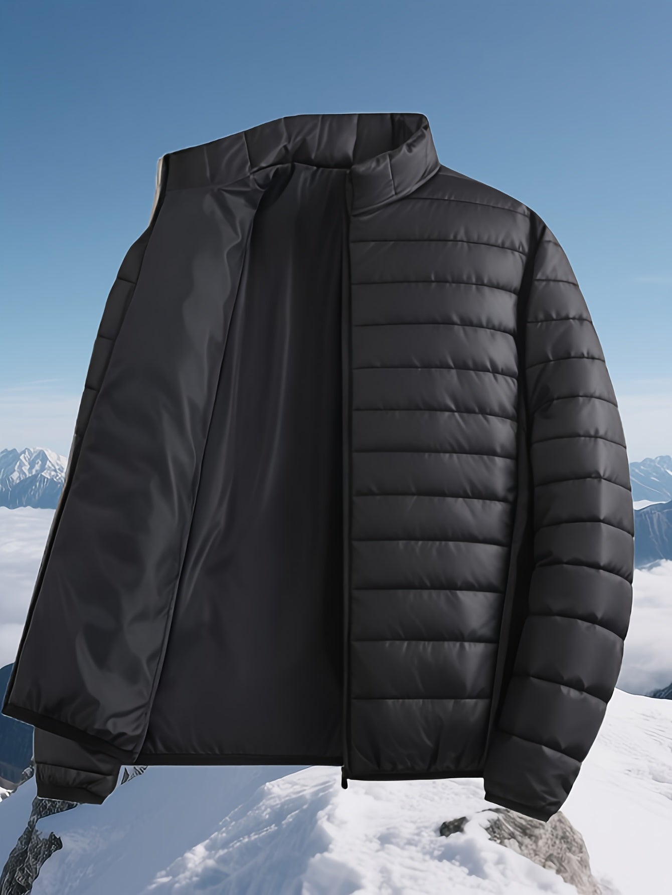 Men's Padded Coat - Men's Autumn/Winter Warm Outerwear - Men's Top - Men's Stand Collar Jacket - Men's Coat Jacket - Men's Warm Coat - Men's Overcoat - Men's Clothing - Men's Cold-Proof Coat - Autumn/Winter Coat, Solid Color,