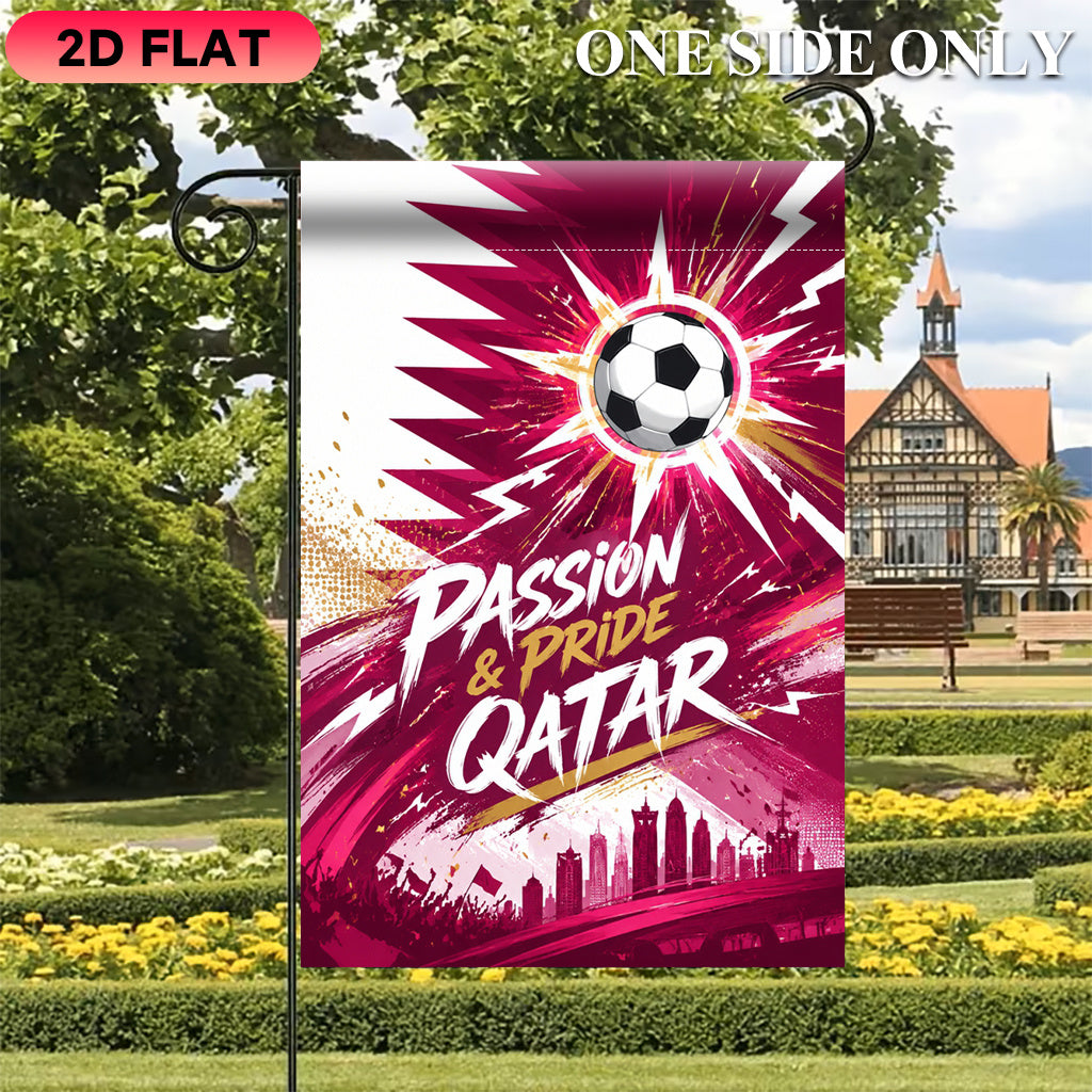 Football Fever Qatar 2D Flat Garden Flag, Polyester, Outdoor Decor