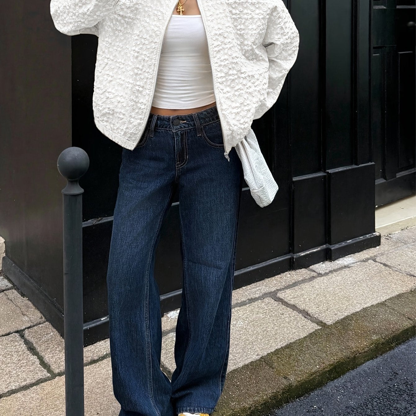 Solid Color Zip-Up Casual Jacket