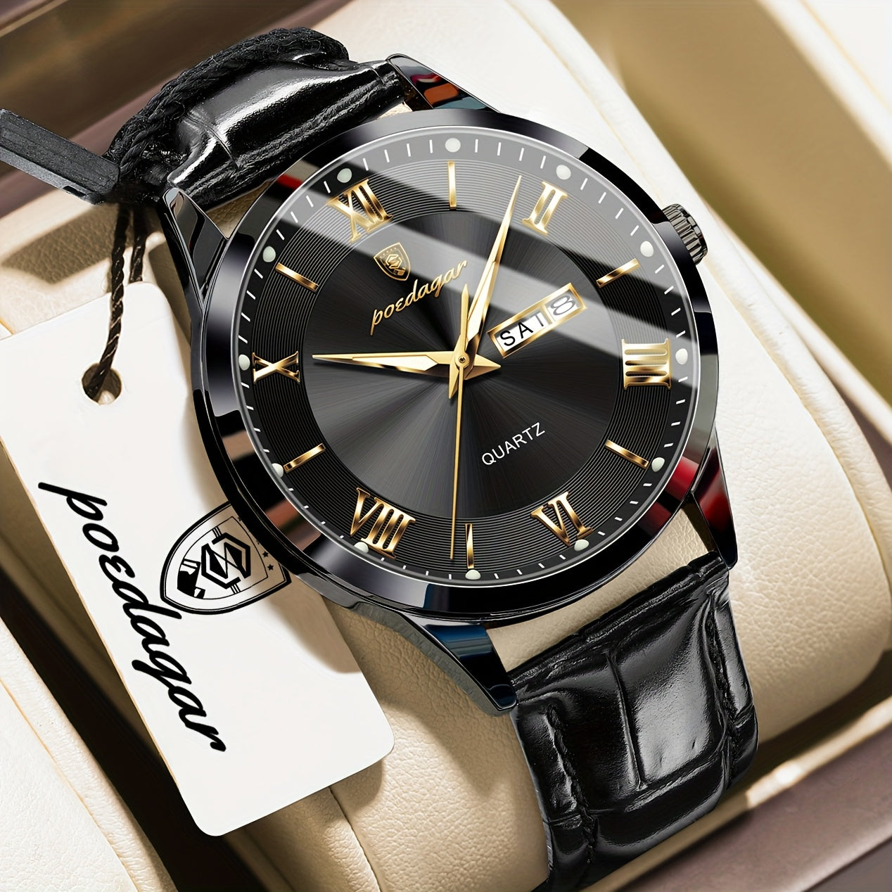 Men's Casual Quartz Watch with Luminous Dial & Date