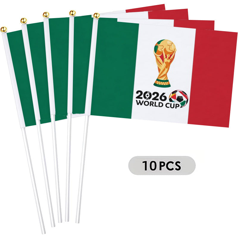 World Cup Fan Handheld Banner with Mexican Flag and Trophy