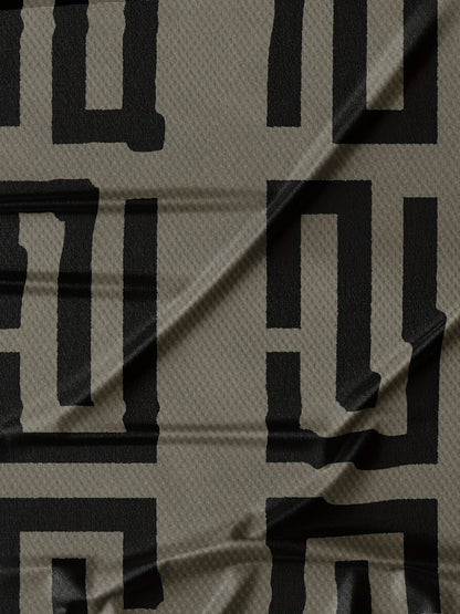 Men's Geometric Print T-Shirt - Stylish Black  Gray Pattern, Short Sleeve, Round Neck, Breathable Fabric, Perfect for Casual or Formal Wear, Versatile Clothing   Modern Look   Comfortable Fit