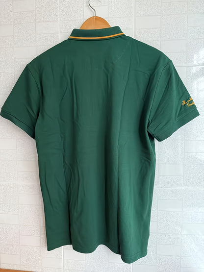 Men's Turn- Collar 95% Cotton 5 Spandex Embroidered T-Sshirt Short Sleeve Comfortable Breathability - ayq