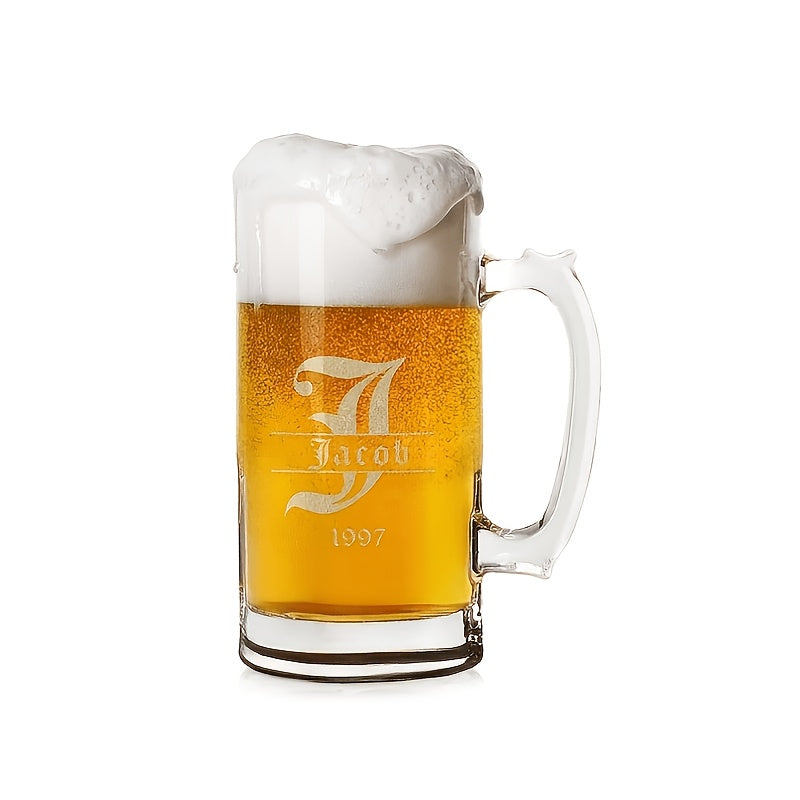 Personalized Large Glass Beer Mug - Custom Engraved Gift