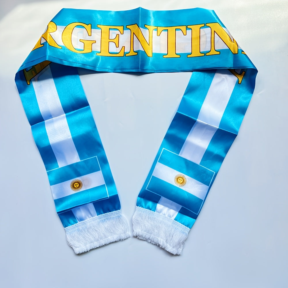 Argentina Tassel Scarf Flag Double-Sided Satin 14x135cm