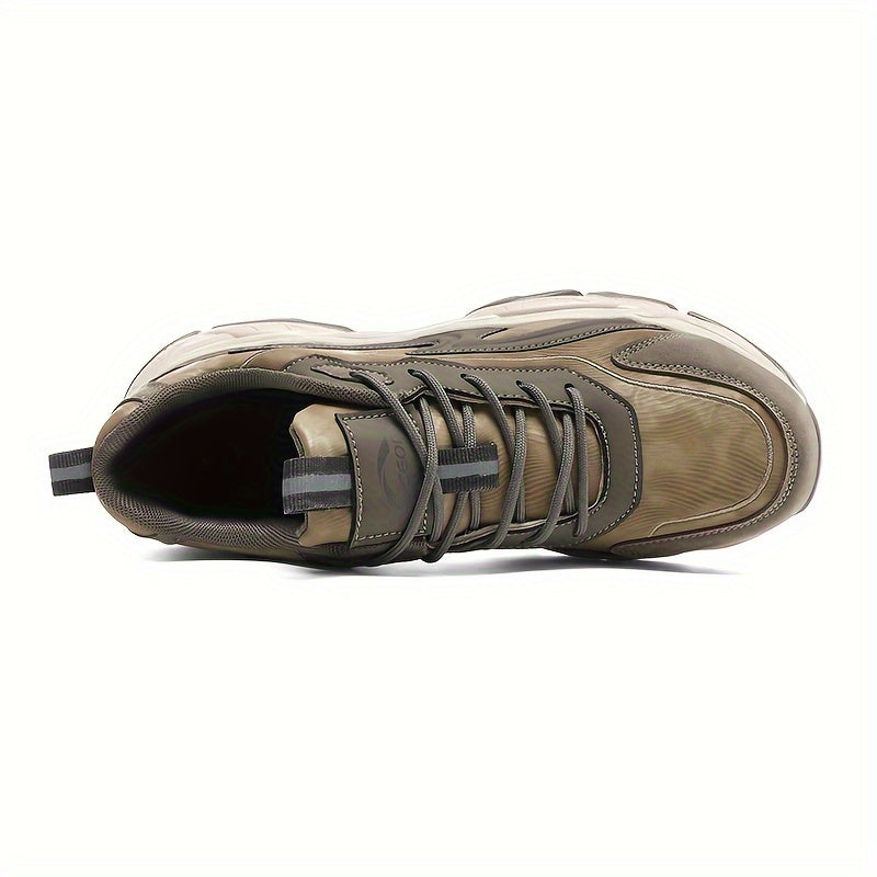 Men's Casual Athletic Sneakers - Lightweight, Breathable Running Shoes with Soft PU Sole for Outdoor Activities, Lace-Up Closure, Striped/Plaid Design, Casual Running Shoes | Sporty Midtop Sneakers | Pu Upper Sneakers - ayq